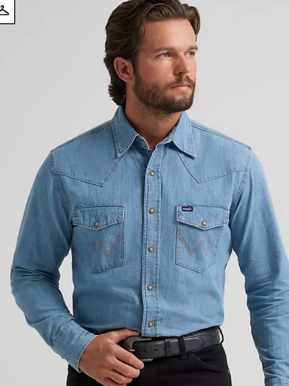 Wrangler Light Blue Denim Snap-Front Western Shirt
